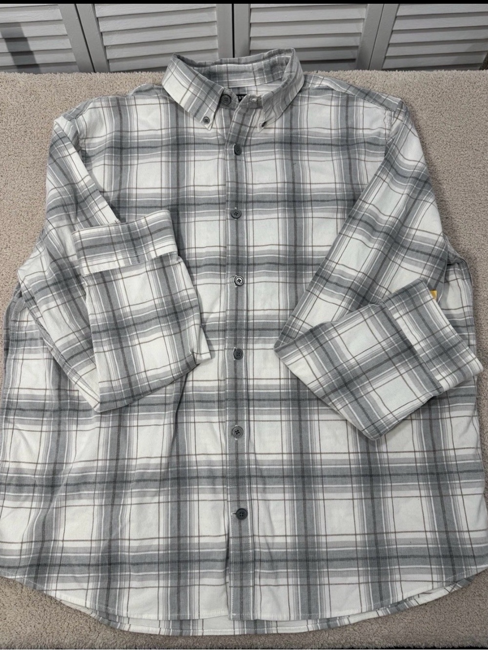 Express Men’s XL Gray Plaid Button Down Shirt Slim Fit Lightweight